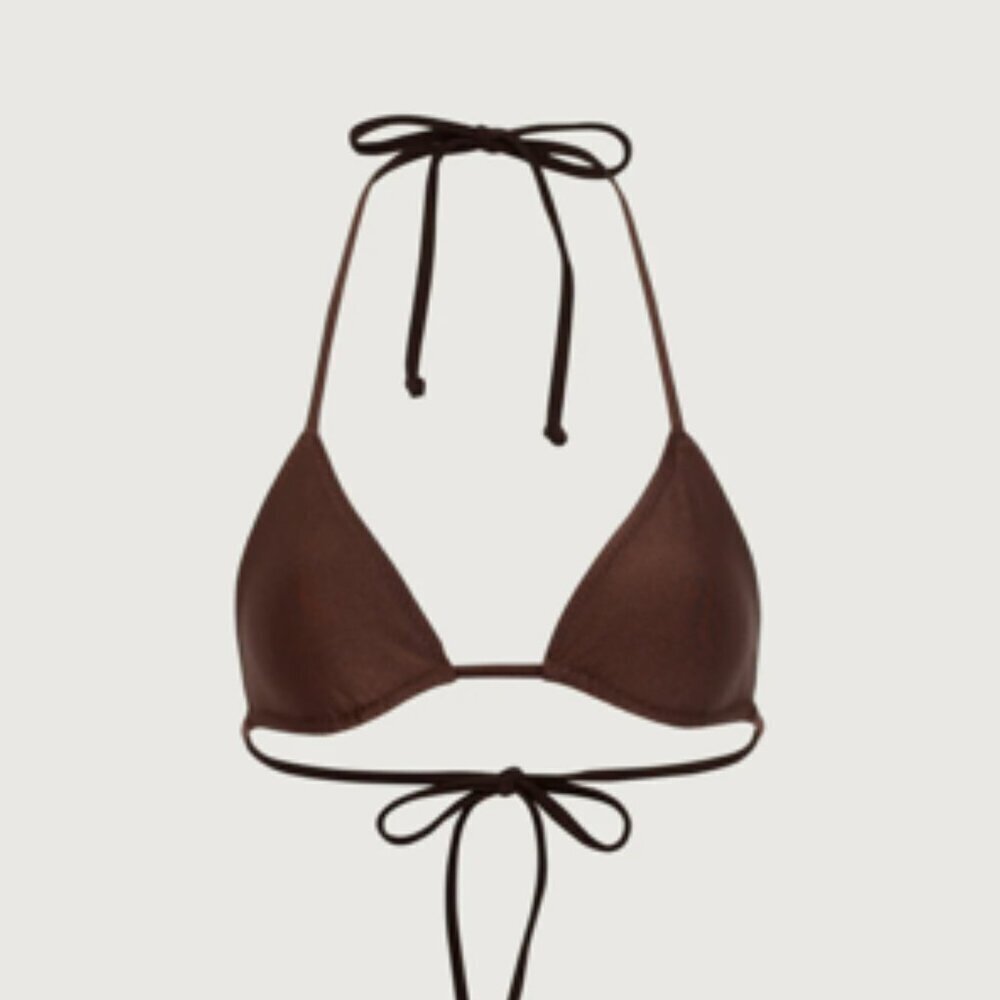 Same Triangle Top Chocolate Brown Bikini Top Same LA Swim NEW NWT XS - Picture 5 of 5